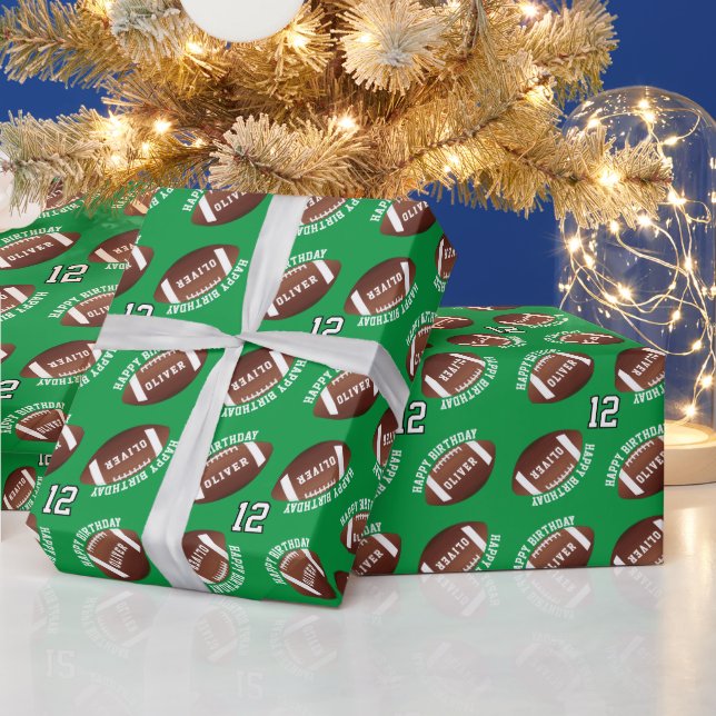 American Football Balls Name Happy Birthday Geschenkpapier (Feiertage)