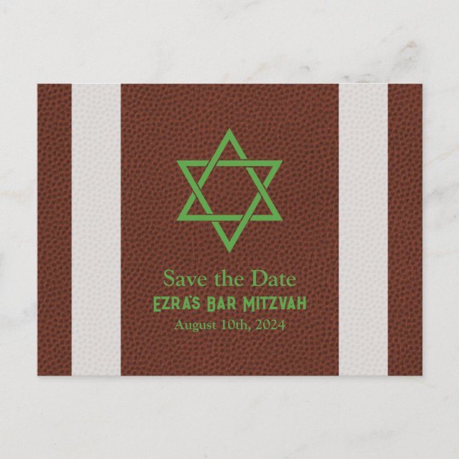 American Football Bar Mitzvah Save the Date Postkarte (Vorderseite)