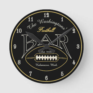 American Football Bar Wall Clock for Man Höhle Runde Wanduhr