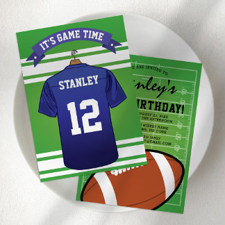 American Football Birthday | Blue Jersey Einladung