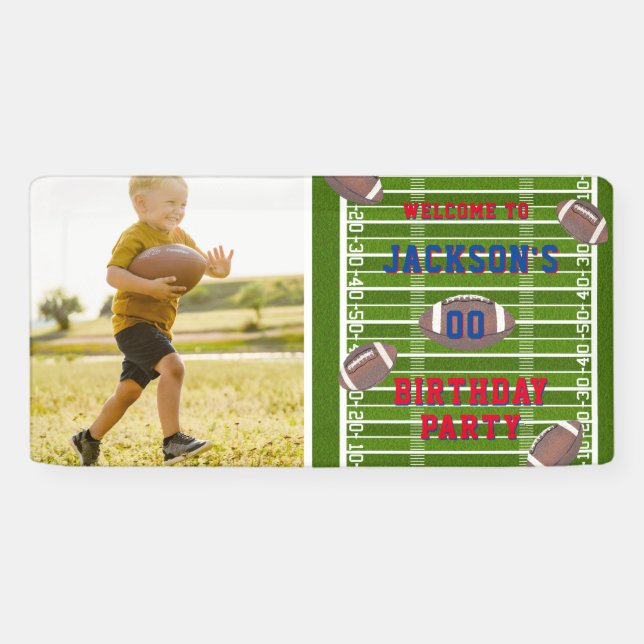 American Football Birthday Party Foto Banner (Horizontal)