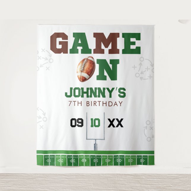 American Football Birthday Photo Backdrop Wandteppich (Vorderseite)
