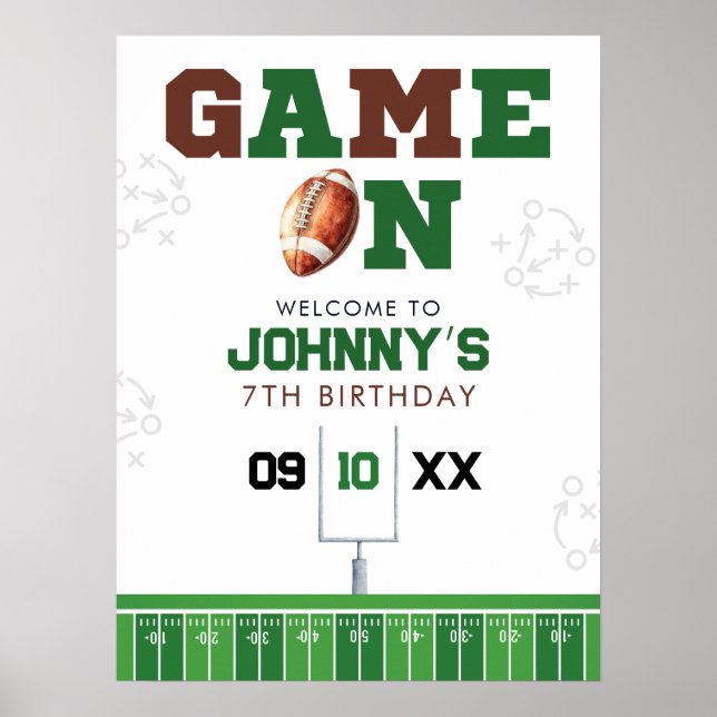 American Football Birthday Welcome Sign Poster (Vorne)
