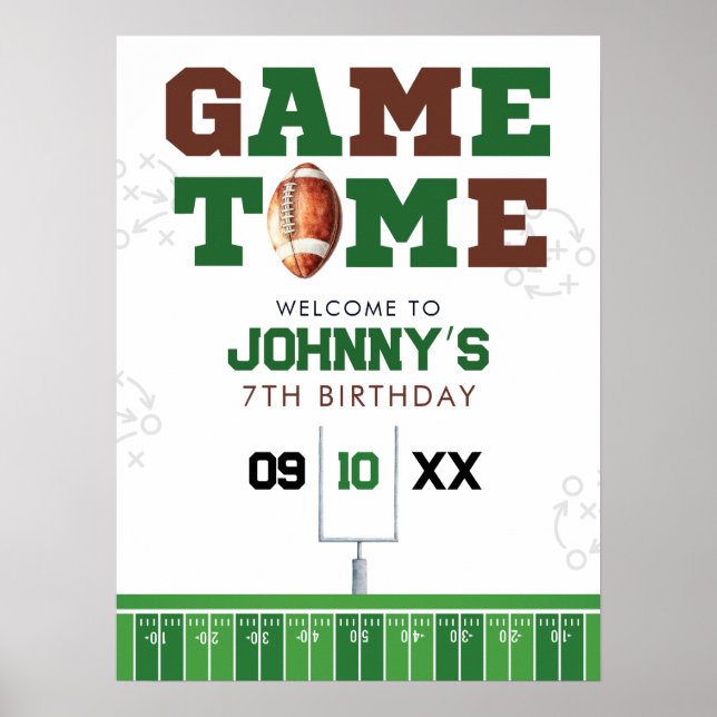 American Football Birthday Welcome Sign Poster (Vorne)