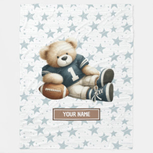 American Football Blanket mit Niedlichem Teddy Bea Fleecedecke