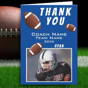 American Football Blau Danke Trainer Fotokarte