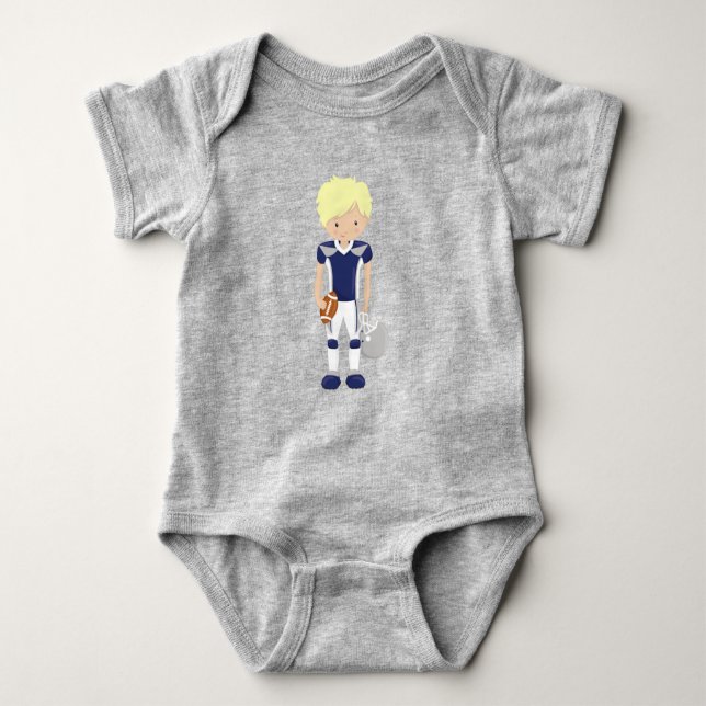 American Football, Blond Hair, Niedlich Boy, Rugby Baby Strampler (Vorderseite)