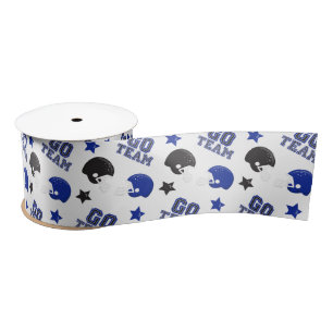 American Football Blue and Black Muster Satinband