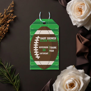 American Football Braun & Grün Baby Shower Geschenkanhänger
