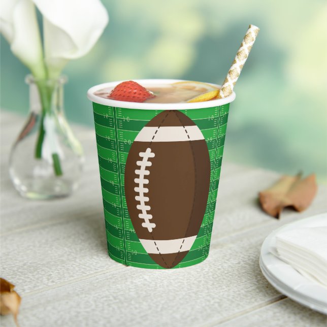 American Football Brown & Green Color Baby Dusche Pappbecher (In Situ)