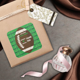American Football Brown & Green Color Baby Dusche Quadratischer Aufkleber