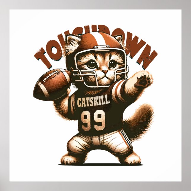 American Football Cat - Touchdown Purfection Poster (Vorne)