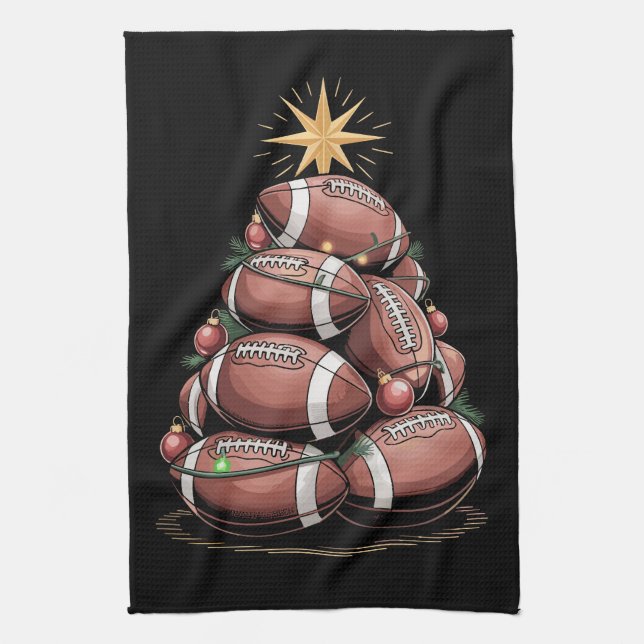 American Football Christmas Tree Xmas Pajamas Geschirrtuch (Vertikal)