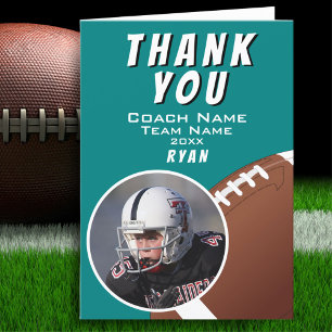 American Football Coach Football Ball Türkis Foto Dankeskarte