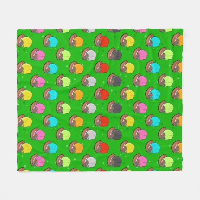 American Football - Colorful Helmet & Ball Pattern Fleecedecke (Vorderseite (Horizontal))