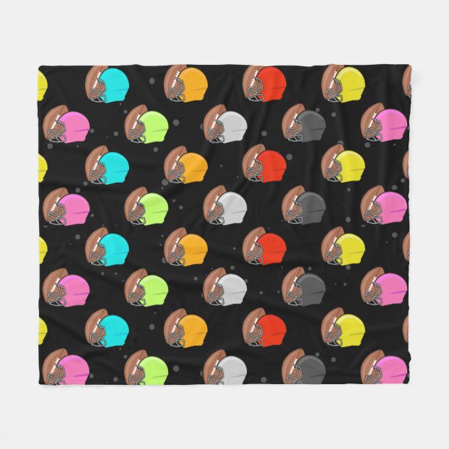 American Football - Colorful Helmets and Ball  Fleecedecke (Vorderseite (Horizontal))