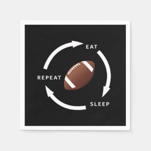 American Football Eat Sleep Repeat Sports Fan Roll Serviette