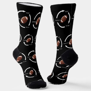 American Football Eat Sleep Wiederholung Sport Fan Socken