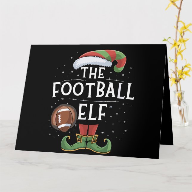 American Football Elf Family - Weihnachten Karte (Gelbe Blume)