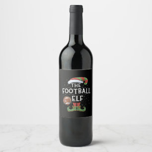 American Football Elf Family - Weihnachten Weinetikett