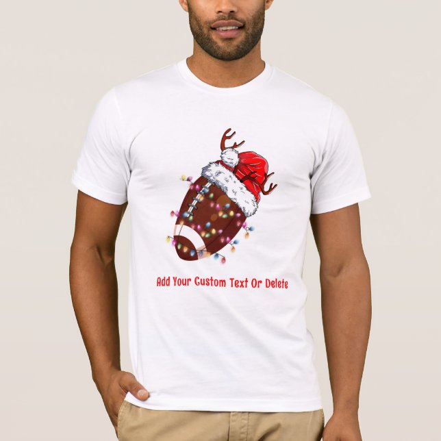 American Football ELF Weihnachtsmannmütze Christma T-Shirt (Vorderseite)