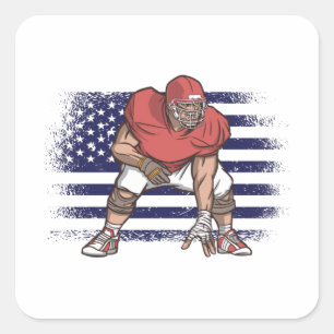 American Football Fan Jersey Shirt USA Flag Quadratischer Aufkleber