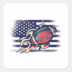 American Football Fan Jersey Shirt USA Flag Quadratischer Aufkleber