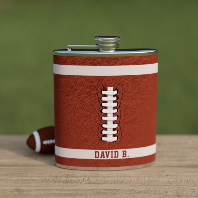 American Football Fan Name Tailgate Party Flask Flachmann (A fun flask inspired by a football. Makes a great gift for your football mad dad)