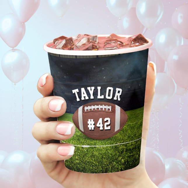 American Football Field Name Team Jersey Nummer Pappbecher (American Football Field Name Team Jersey Number Paper Cups)