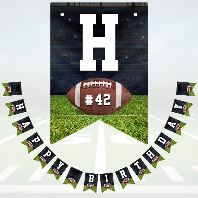 American Football Field Team Number Happy Birthday Wimpelkette (Von Creator hochgeladen)