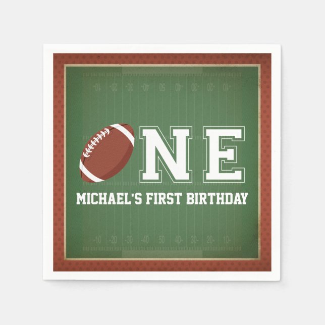 American Football First Geburtstag Serviette (Vorderseite)