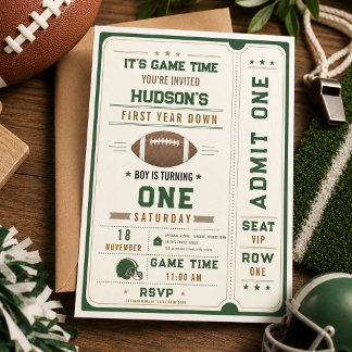 American Football First Year Down 1. Geburtstag Einladung