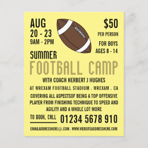 American Football, Football Camp Advertising Flyer