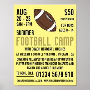 American Football, Football Camp Werbung Poster