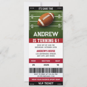 American Football Geburtstagsticket Party Für Jung Einladung