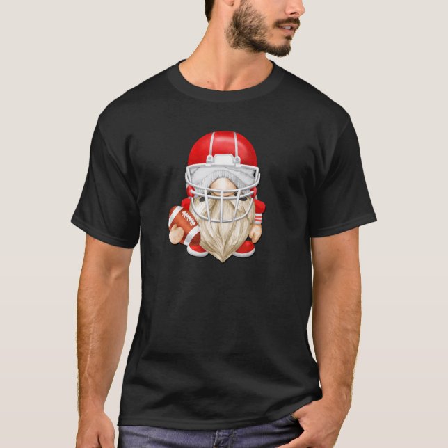 American Football Gnome With Red Football Helmet F T-Shirt (Vorderseite)