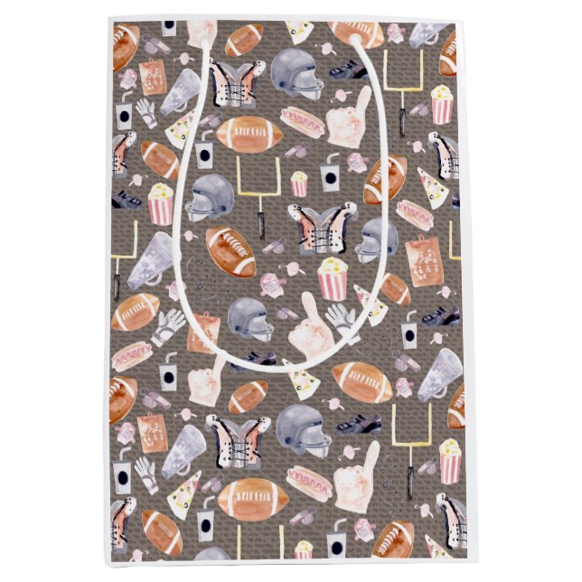 American Football Gray Textur | Muster Mittlere Geschenktüte (Vorderseite)