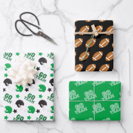 American Football Green and Black Muster Geschenkpapier Set