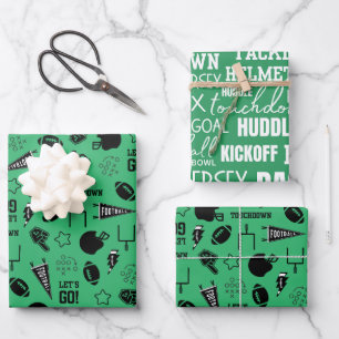 American Football Green Sports Geburtstag Geschenkpapier Set