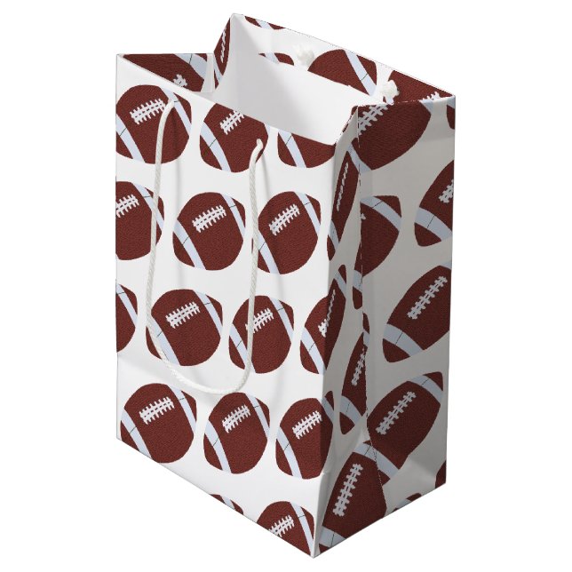American Football Gridiron Ball Pattern Mittlere Geschenktüte (Vorderseite Schrägansicht)