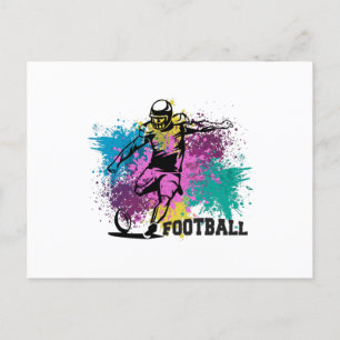 American Football Grungy Color Splashes Postkarte