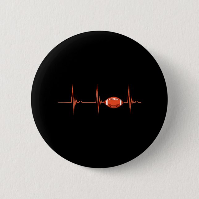 American Football Heartbeat Ecg Pullball Sport Button (Vorderseite)