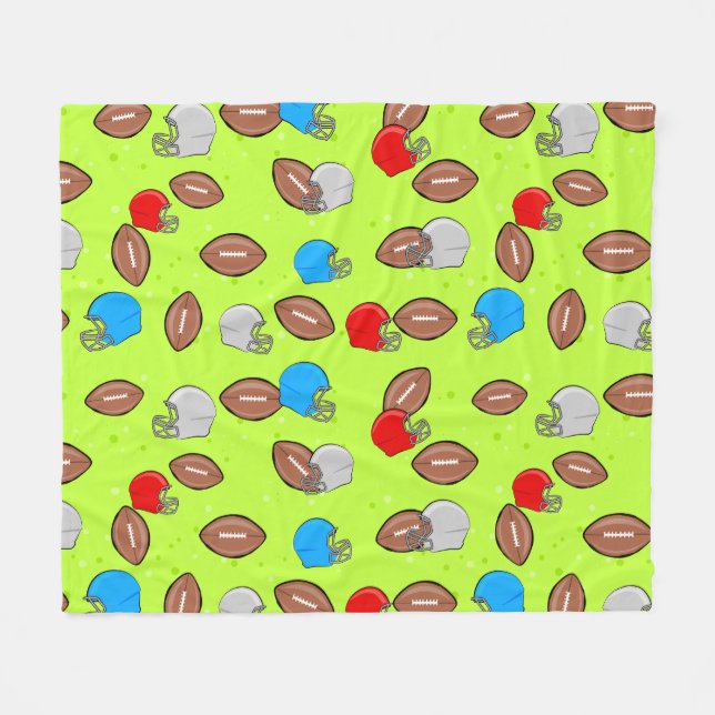American Football - Helmet & Ball Seamless Pattern Fleecedecke (Vorderseite (Horizontal))