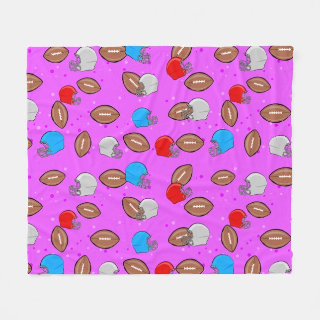 American Football - Helmet & Ball Seamless Pattern Fleecedecke (Vorderseite (Horizontal))