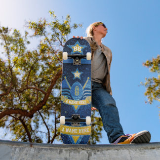 American Football Jersey Colors Blue Gold Glitzer Skateboard