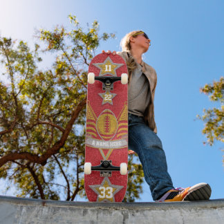 American Football Jersey Colors Red + Gold Glitzer Skateboard