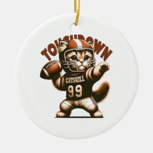American Football Katze - Touchdown Purrfection Keramik Ornament