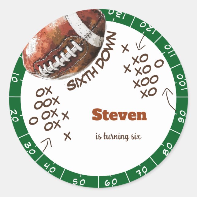 American Football Kindergeburtstag Runder Aufkleber (Vorderseite)