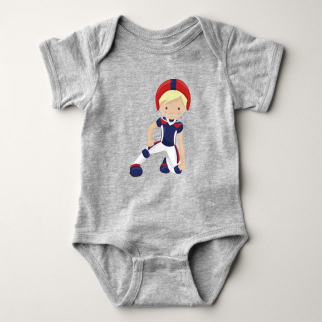 American Football, Niedlich Boy, Blond Hair, Rugby Baby Strampler (Vorderseite)