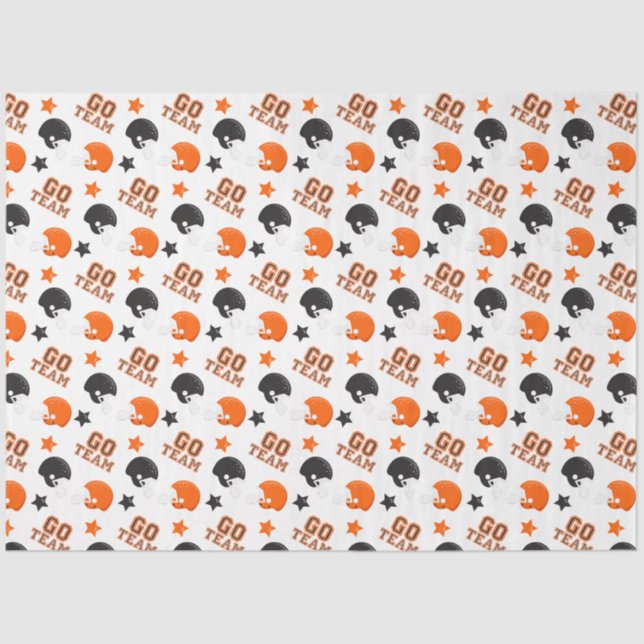 American Football Orange and Black Patterns Seidenpapier (Vorderseite)
